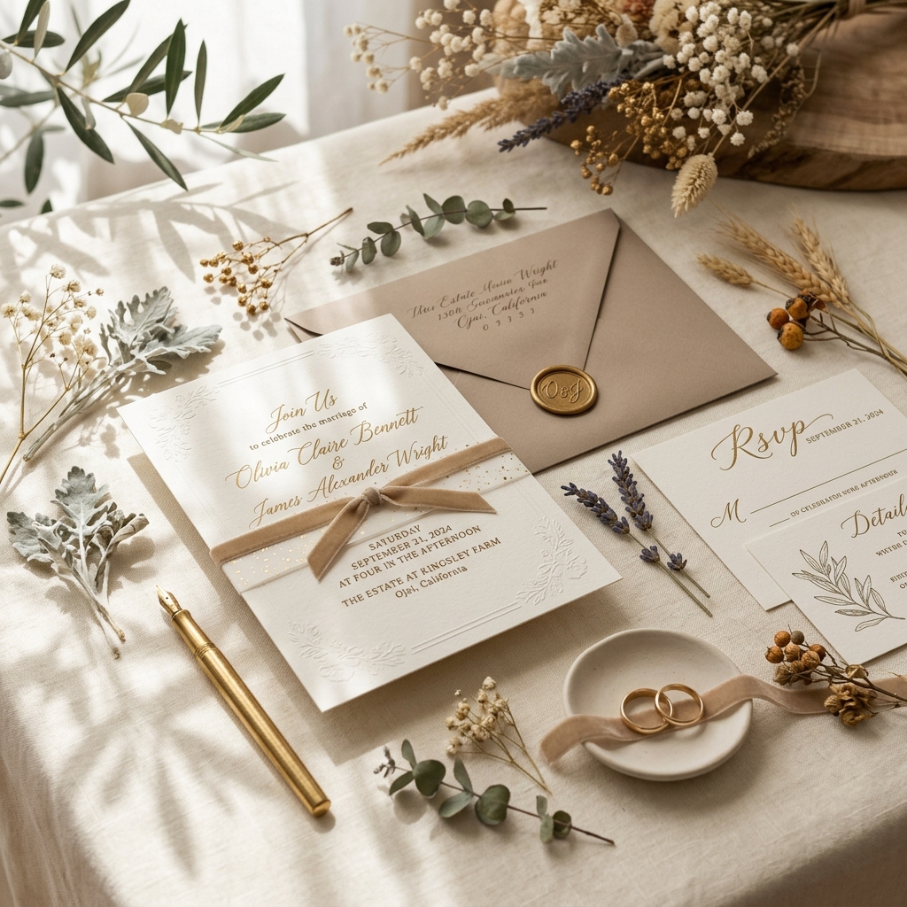 Premium elegant wedding invitation mockup